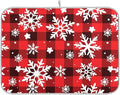 Snowflakes Christmas Checkered Plaid Dish Drying Mat for Kitchen Counter Absorbent Microfiber Drying Pad, Large 18x24 in