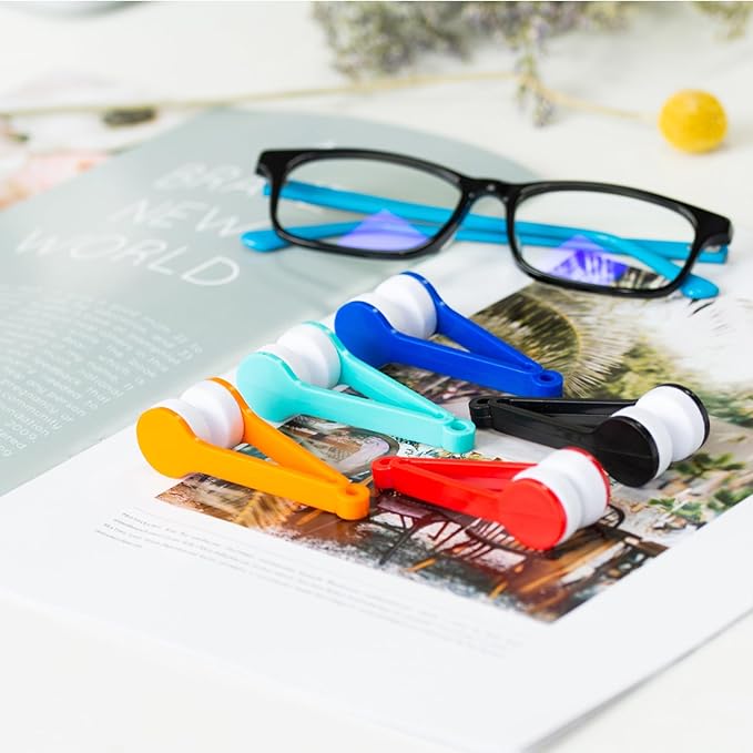 Eye Glasses Lens Cleaner Cleaning Brush Tool - Microfiber Mini Sunglasses Cleaner Soft Brush Cleaning Clip 5 Colors (10 Pack)