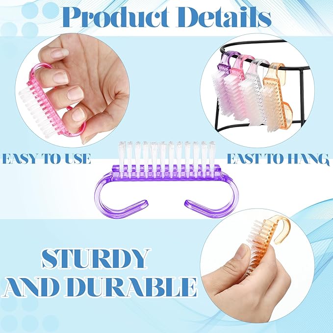 Bokon 400 Pcs Handle Grip Nail Brush Bulk Fingernail Scrub Brush for Toes and Nails Cleaner, Pedicure Scrubbing Tool Kit for Men and Women(Colorful)