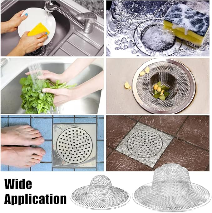 10pcs Mesh Sink Strainer, 4.5" Diameter Stainless Steel Slop Basket Filter Trap, Metal Kitchen Drain Strainer, Hair Basket Drain - Fits Most Kitchen Sinks, Bathroom Sinks,Shower Drains,Floor Drain