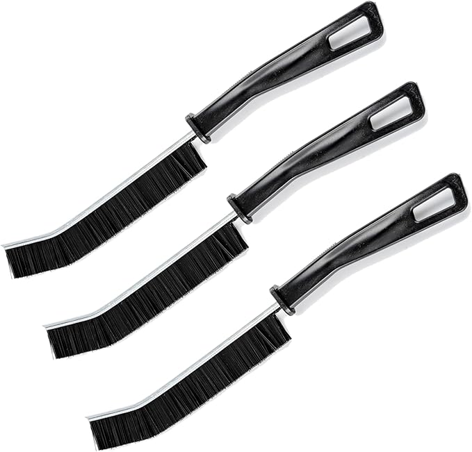 3 Pcs Crevice Cleaning Brush, 23cm Toilet Brush - Non-Slip Grip, All-Surface Safe (Tile, Glass, Car) - Bathroom Cleaning Supplies for Toilet, Window Tracks - Space-Saving Hanging Design