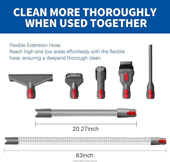 Flexible Extension Hose Attachment for Cordless Vacuum Cleaner - Compatible with V15 V8 V7 V10 V11 Detect Torque Drive Outsize Absolute Animal Trigger Motorhead Dyson Model