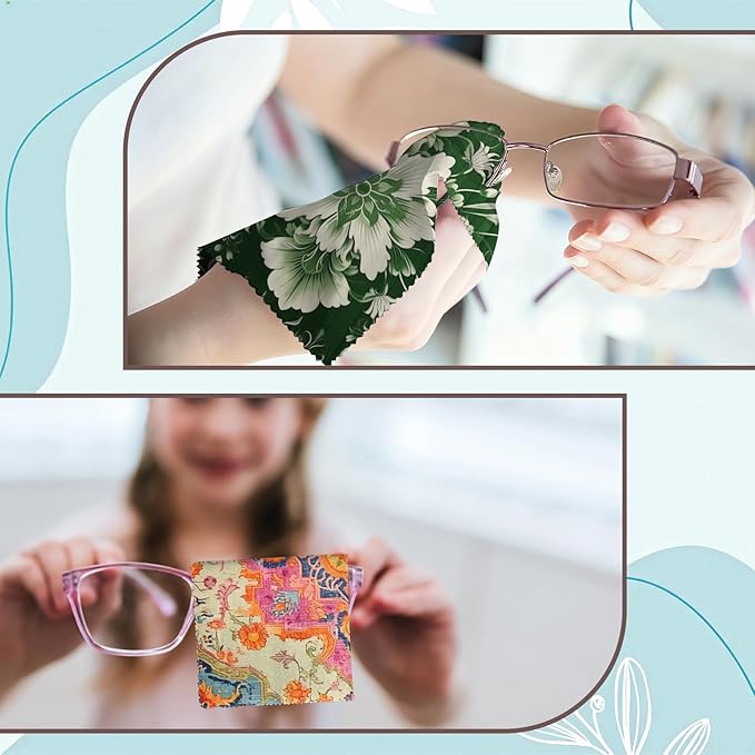 6 PCS Glasses Cleaning Cloth Eyeglass Lens Microfiber Cleaning Cloth Reusable Phone Screens Camera Cute Aesthetic Women Girls(6.3"x6.3")-Green Pink