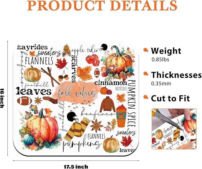 Fall Pumpkin Dish Drying Mat - Fall Leaves Dish Drying Mat,Fall Vibes Dish Drying Mat,Rugby Football Absorbent Dish Drying Mat For Kitchen Counter,16x17.5 Inch, 240-JL-GZD-01