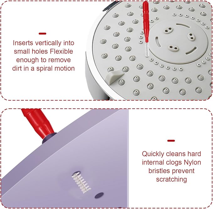 70pcs Shower Head Cleaner Tools, 2 Styles Shower Head Cleaning Picks Brushes for Unclogging Tiny Nozzles & Small Holes Multi-Size Bathroom Accessories for Faucets Sink Gaps and Micro Openings (Red)