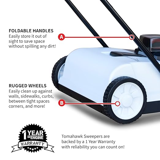 22" Battery Powered Push Sweeper with Double Brush System 18V Lithium-Ion