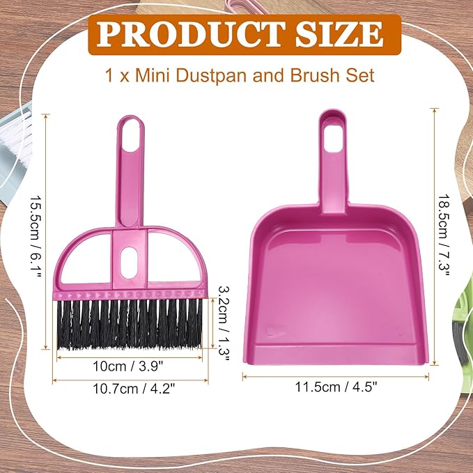 uxcell Mini Dustpan and Brush Set, Small Broom and Dustpan Set for Home Office Tabletops Sofas Keyboards Cleaning, Rose Red