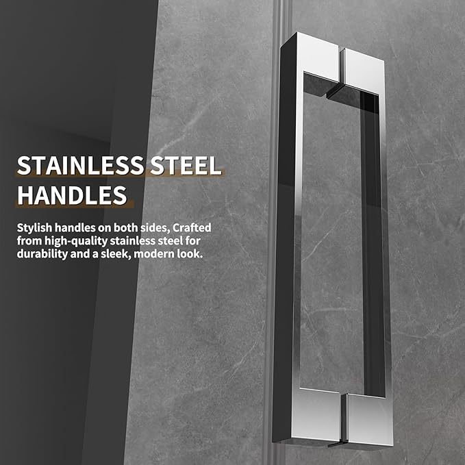 56-60 in. W x 74 in. H Frameless Sliding Shower Door, 5/16"(8mm) Clear Tempered Glass, Premium SUS304 Stainless Steel Hardware, Double Nano Coating, JVR-X02 (Bright Chrome)
