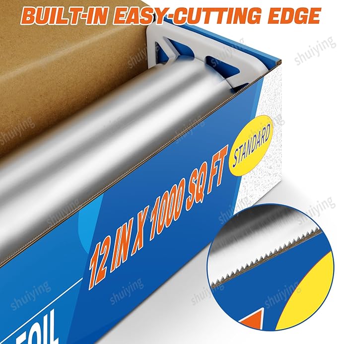 Standard Aluminum Foil 12" x 1000 Sq Ft - for Grilling, Baking & Cooking, Food Storage & Preservation, Commercial Use