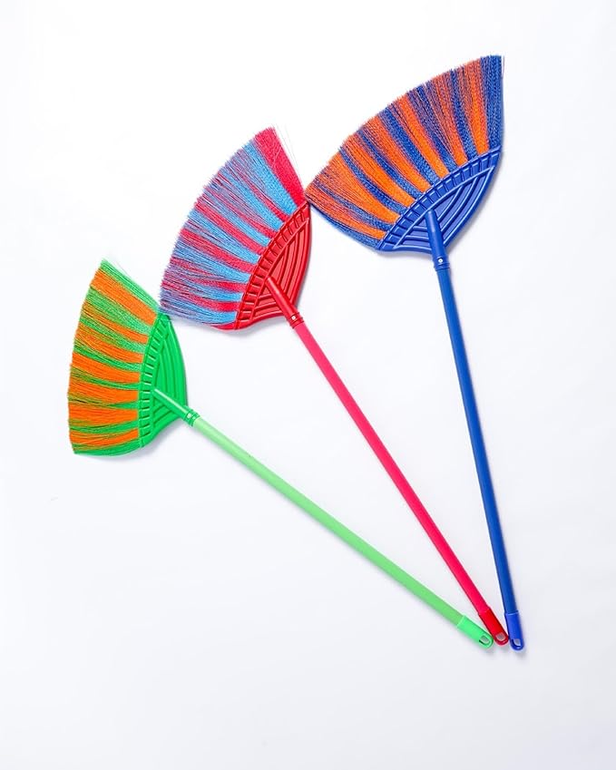 1 Pack Soft Sweeping Brooms /38” House Brooms for Sweeping Indoor& Outdoor Broom Cleaning/Asian Thailand Plastic Broom/Choi Nhua Thai LAN/Choi Nhua Quet Nha (1 pcs) (Blue Orange)