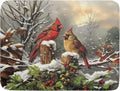 Winter Dish Drying Mat for Kitchen Counter 18x24 Inch Red Birds Cardinal Tree Christmas Theme Print Absorbent Reversible Microfiber Drying Mats Kitchen Countertop Protector Dishes Drainer Rack Pad