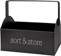 AuldHome Design Enamelware Farmhouse Caddy w/Handle (Black), Vintage Style Sort and Store Carryall