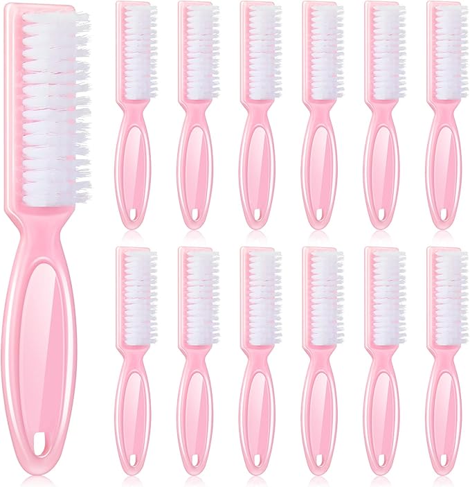 Patelai 12 Pcs Barber Clipper Brush Blade Trimmer Cleaning Brush for Fades Nail Neck Duster Manicure Salon(Light Pink)