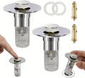 Bathroom Sink Stopper Hair Catcher - Drain Catches & Strainers with Removable Stainless Steel Filter Basket, Pop-Up Design, Easy Cleaning, and US Drain Compatibility. (2pcs)