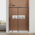 Luxury Soft-Closed Frameless Sliding Shower Door, 58–60” W x 76” H, 3/8" (10mm) Tempered Glass, Nano Coating, 304 Stainless Steel, Premium Quiet Close System - Matte Black