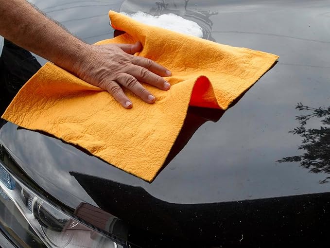 The Original Reusable Shammy Cloth 20" x 14" - Super Absorbent Chamois Towel - Great for Cars, Boats, Trucks, and RVs - Natural Viscose Sponge Cloth - Eco Friendly (12 Pack)