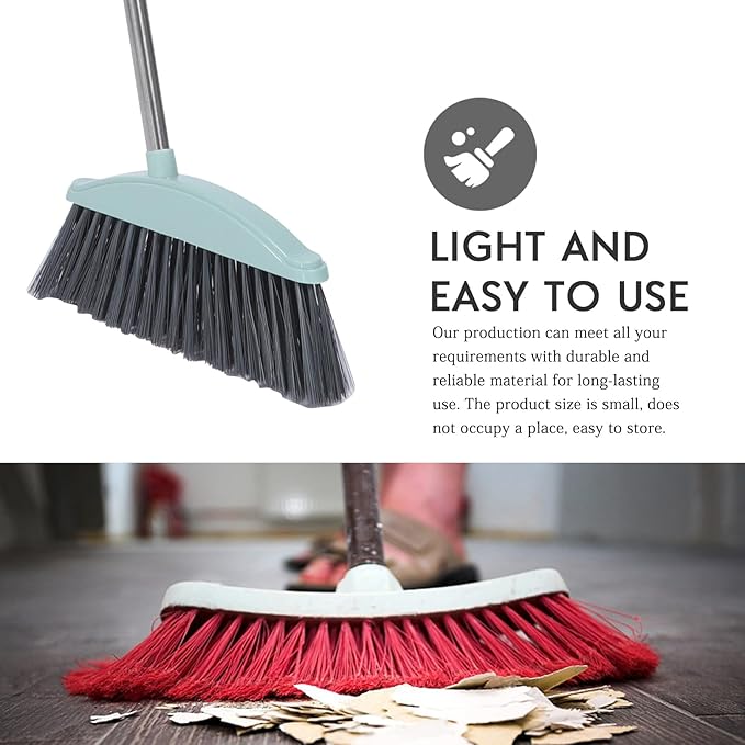 Heavy Duty Broom Indoor Dust Broom with Long Handle Angle Broom Hardwood Floor Cleaning Inside Soft Sweeping Brooms for House Kitchen Sweeper
