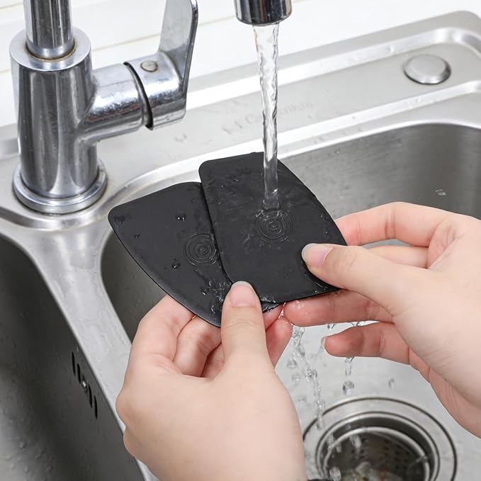Pan Scraper Tool 5 Pack Plastic Pot Scraper Dish Scrapers for Cast Iron Food Scrapers Tool Non-Scratch Plastic Bowl Scraperes for Cleaning Grease Burnt Food （Black Thickness 0.078 inches