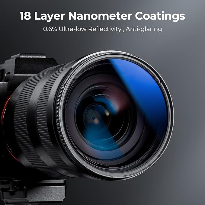 K&F CONCEPT 62mm Circular Polarizer Filter Ultra-Slim 18 Multi-Coated Optical Glass Circular Polarizing Filter for Camera Lenses with Cleaning Cloth (K Series)