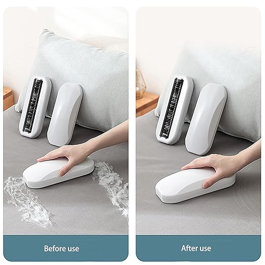 (2 PCS) Reusable Handheld Crumb Sweeper, Nutshell Soft Bristles Debris Collector for Table, Mat, Bed Sheets, Sofas, Clothes Cleaning Brush