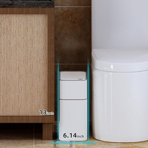 funest Automatic Touchless Bathroom Trash Can with Lid- 3.5 Gallon Motion Sensor Garbage Can for Kitchen, Bedroom, Office,Auto-Adsorption Waterproof Bathroom Trash Can