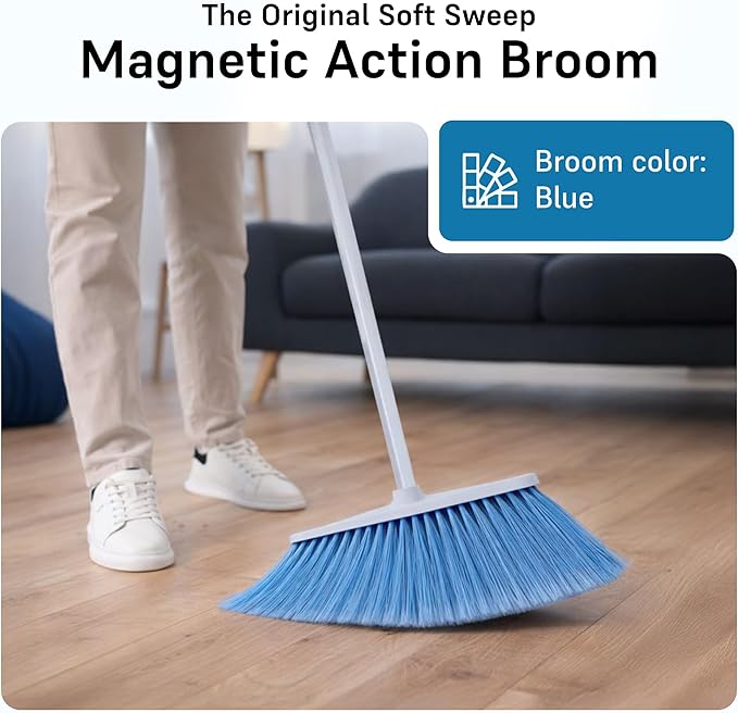 Soft Sweep Broom The Original Soft Sweep Magnetic Action Broom - 2 Blue Brooms