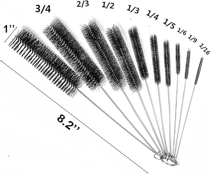 Eboot 10 Pcs 8.2 Inch Tube Cleaning Brushes Nylon Cleaner Brush Long Sink Drain Pipe Cleaning Brushes 10 Different Diameters for Bottle Straw Tumbler Home Sink Plumbing