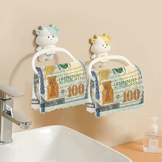 ALAZA Kitchen Towels 100 Dollar Bill Printed Dish Towels Multipurpose Reusable Dish Cloths Soft Cleaning Cloth Kitchen Accessories Set of 6,11"x11"