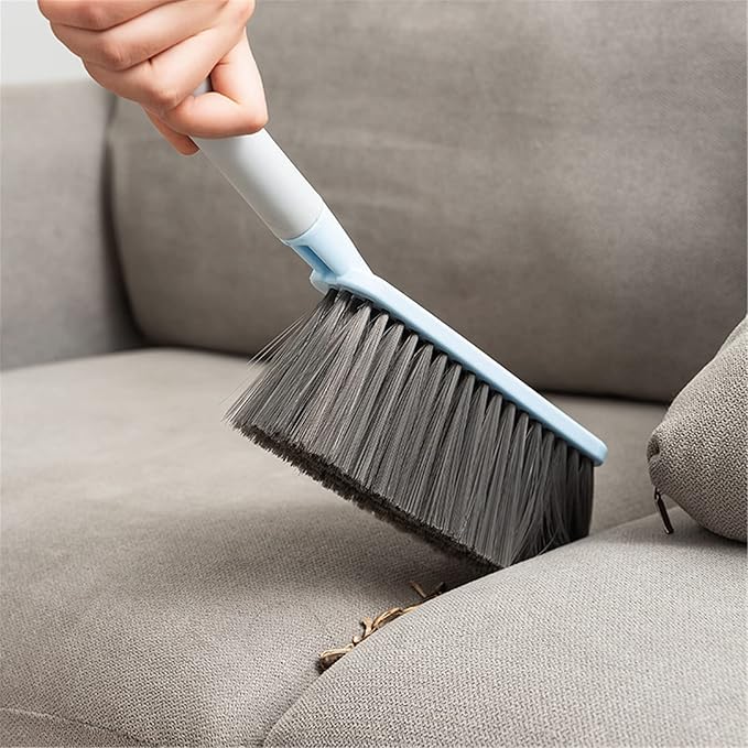 Hand Broom Cleaning Brushes, Multifunctional Soft Bristle Cleaning Brush Hand Brushs Bed Hair Dust Removal Scrubber Cleaner for Family Trip Sofa Furniture Car Bed Garden, Blue