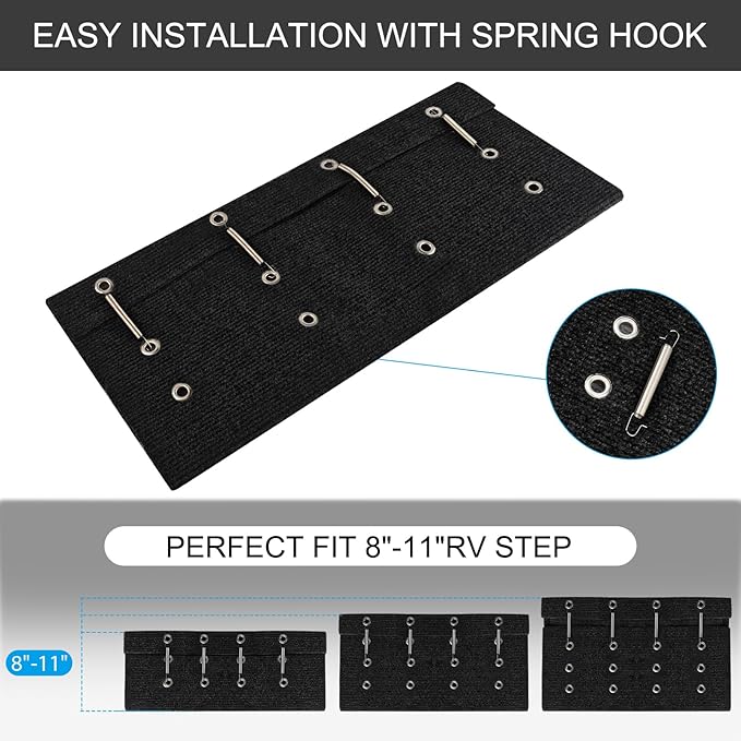 OKBA RV Step Covers,23" Wide Camper Step Cover for 8-11" Deep Stairs - 4 Pack Black RV Stair Covers to Keep Camper Clean