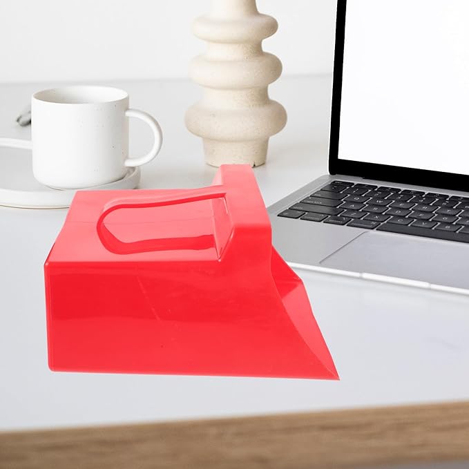 VOSAREA Handheld Dustpan and Garbage Shovel, Thickened Red Plastic Reusable Table Cleaning Dust Pan with Handle for Home and Office Use