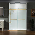 Woodbridge Frameless Shower Doors 56-60" Width x 76" Height with 5/16"(8mm) Clear Tempered Glass, 2 Ways Opening & Double Sliding in Brushed Gold Finish