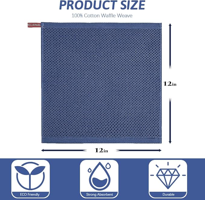 Nialnant 6 Pack Dish Rags, 100% Cotton Kitchen Dish Cloths for Washing Dishes, Soft and Absorbent Cleaning Rags - 12x12 Inch