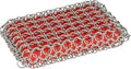 Lodge Chainmail Scrubber for Cast Iron Pans - Heavy Duty Stainless Steel Scrubbing Pad for Skillets, Dutch Ovens & Griddle Pans - Essential Cast Iron Cleaning Tool - Red