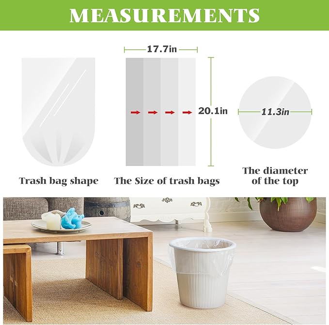 2.6 Gallon 220 Counts Small Trash Bags Garbage Bags by Teivio, Bathroom Trash Can Bin Liners, Small Plastic Bags for home office kitchen,fit 10 Liter, 2,2.5,3 Gal, Clear
