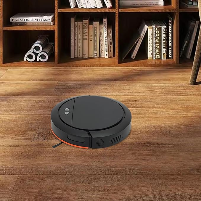 Robot Sweeping Machine, 3-in-1 Sweeping Machine, Robot Vacuum Cleaner, Cordless Sweeping Machine, Push Button/APP Control, 3-Cleaning Mode, for Pet Hair, Hard Floor, Low Carpet (Black)