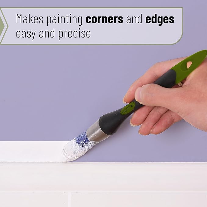 Bates- Trim Paint Brush, 2 pcs, 0.6" Inch, Black & Green Handle, Trim Brushes for Painting