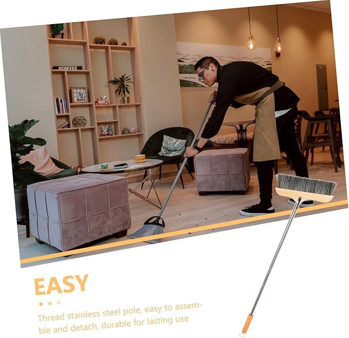 CHILDWEET Soft Bristle Broom with Handle Durable Hardwood Floor Broom for Bedroom Kitchen and Bathroom Cleaning Lightweight Comfortable Design for Indoor Sweeping