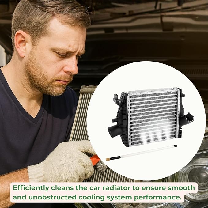 3-Piece Set Radiator Cleaning Wand 47", 40" & 24" - Stainless Steel 4500 PSI Dual Water/Air Radiator Cleaner w/Pressure Washer Gun Adapter, Brush & Tips for Cars, Trucks, RVs, Heavy Equipment