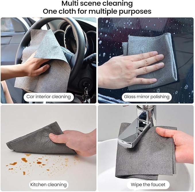 Thickened Magic Cleaning Cloth, Super Absorbent, Lint-Free, Streak-Free Microfiber Cloth for Glass, Car, Windows, Mirrors - Reusable, Quick Drying, Eco-Friendly Multi-Surface Cleaning Rag (10PCS)