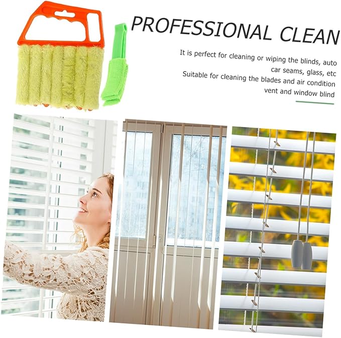 Handheld Blinds Cleaning Brush and Window Cleaner Brush 2pcs Set with 7-Tooth and 3-Tooth Heads for Air Conditioner and Venetian Blind Cleaning at Home