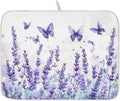 Purple Lavender Spring Summer Flower Floral Dish Drying Mat for Kitchen Counter Absorbent Microfiber Small Drying Pad Dish mats for Kitchen Countertops 16 x 18 Inch