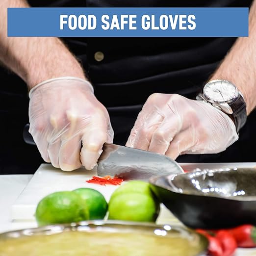 Powder Free Disposable Gloves X Large, [1000 Count] - 4 Mil Clear Vinyl Gloves- Extra Strong, 4 Mil Thick - Latex Free, Food Safe, Medical Exam Gloves, Cleaning Gloves - 10 Boxes of 100