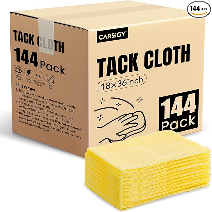 CAREGY 144Pcs Tack Cloth for Removing Dust from Woodworking, Sanding Particles, Clean & Polish, Ideal for Woodworking & Painting,Wax and Silicone Free, 18 x 36 Inches Dust Cloths