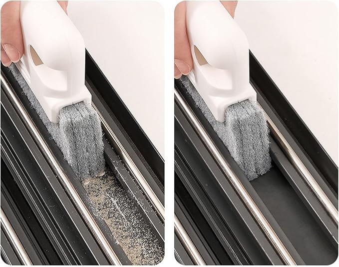 Hand held Groove Gap Cleaning Tools Window Track Cleaning Tools 5Pcs Window Track Cleaning Brush Detachable Window Groove Gap Cleaning Brush Tools with Scraper for Window Sliding Door
