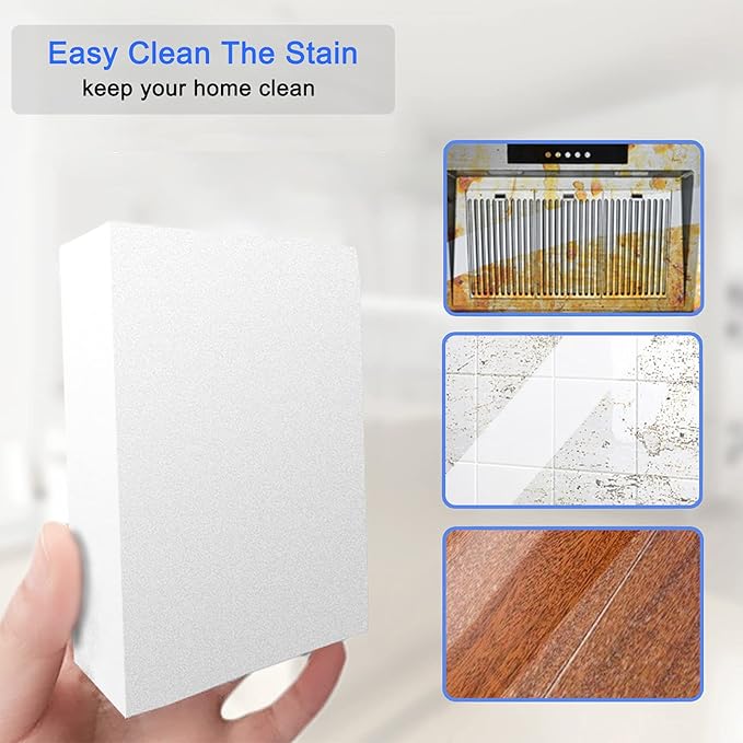 100Pack Magic Sponge Eraser, Extra Thick Melamine Foam Sponge in Bulk, Multi-Functional Household Cleaning Scrub Pads for Kitchen, Bathroom, Bathtub, Sink, Furniture, Car, Walls, Shoes