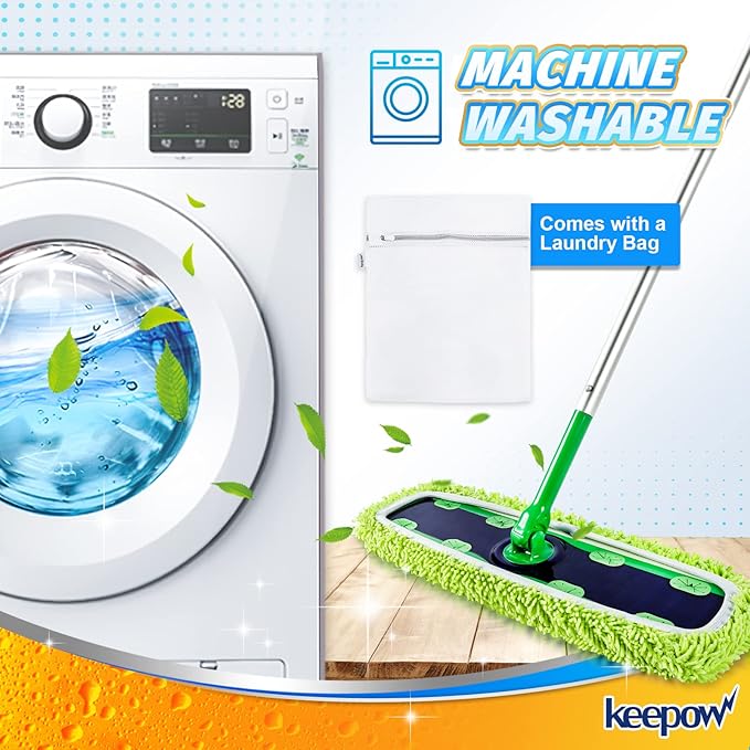 KEEPOW XL Dry Sweeping/Wet Mopping Cloths for Swiffer XL Sweeper, Reusable & Washable Microfiber Mop Pad Refills for Surface/Hardwood Floor Cleaning, 6 Pack
