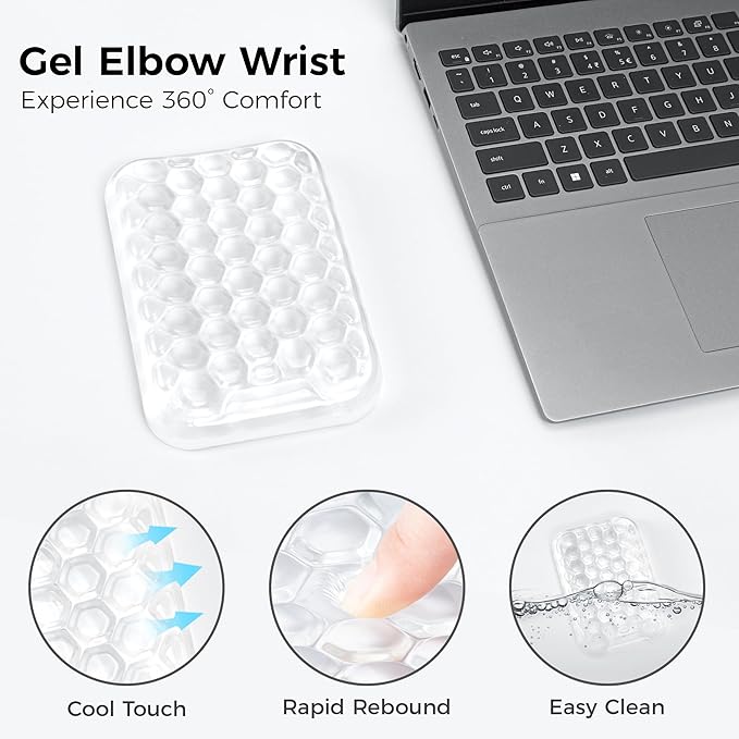 Ospelelf Ergonomic Elbow Rest for Desk, Gel Keyboard Wrist Rest Support, Arm Rest Pad for Mouse, 2 Pack