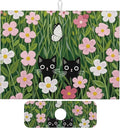 Pink Floral Cat Dish Drying Mat for Kitchen Counter, 18"x24" Microfiber Absorbent Fast Dry Mat, 2Pcs Dish Mat Faucet Mats Sets, Large Drying Kitchen Mat Kitchen Drying Pad Coffee Bar Decor Gifts