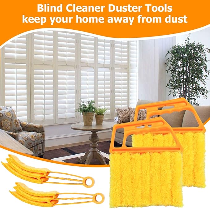 Car Window Venetian Blind Cleaner Duster Tool, 4PCS 7 Finger Vehicle Shutter Dusting Cleaning Brush, Handheld Automotive Duster Bristle Accessories for Air Conditioner Wood Blinds
